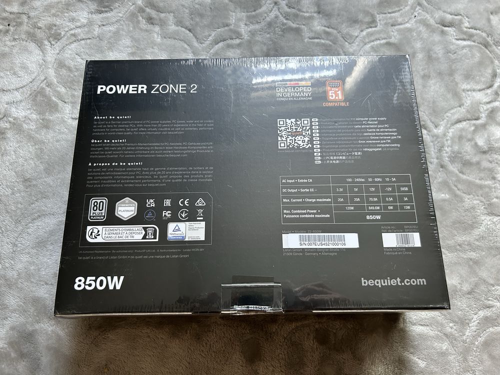 zasilacz marki be quiet model power zone 2 850w 80 plus Platinium.
