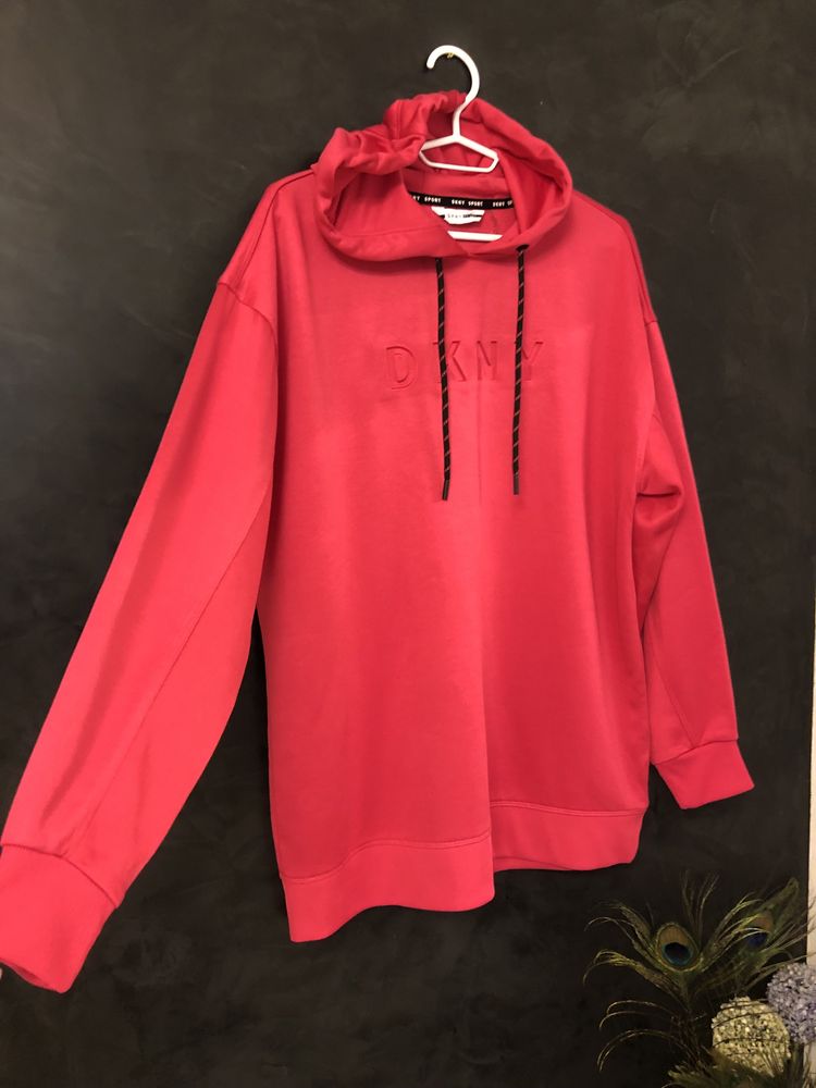 Подовжена малинова кофта, худі DKNY. Оверсайз. Оригінал.