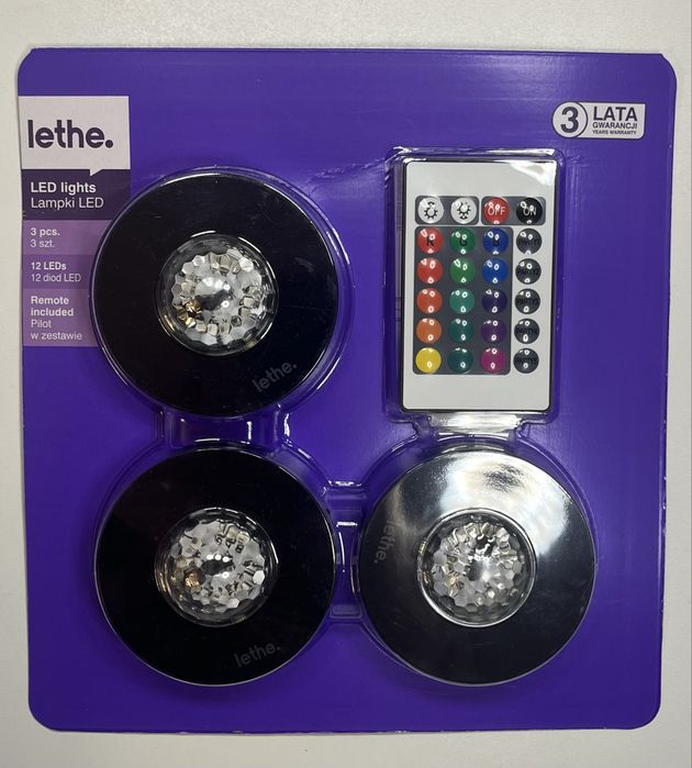 Lampki LED Lethe 3 sztuki czarne z efektem wodnym i pilotem