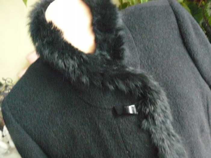 JARD płaszcz 48 black 44% wełna 24% alpaka mohair królik 120 cm pachy
