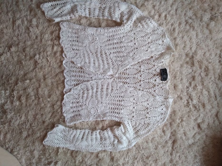 Wdzianko koronkowe sweter ażurowy biały 42 - 44 xl