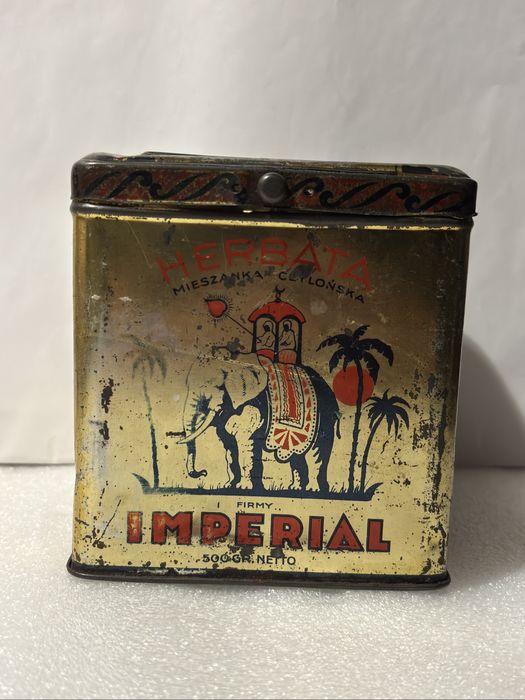 Przedwojenna puszka HERBATA IMPERIAL 500g – oryginał, lata 30–40