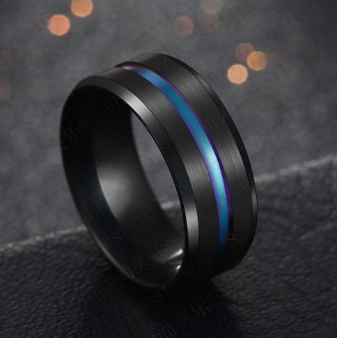 Sygnet Obrączka Ze Stali Chirurgicznej W Kolorze Czarno Kolorowy R.22