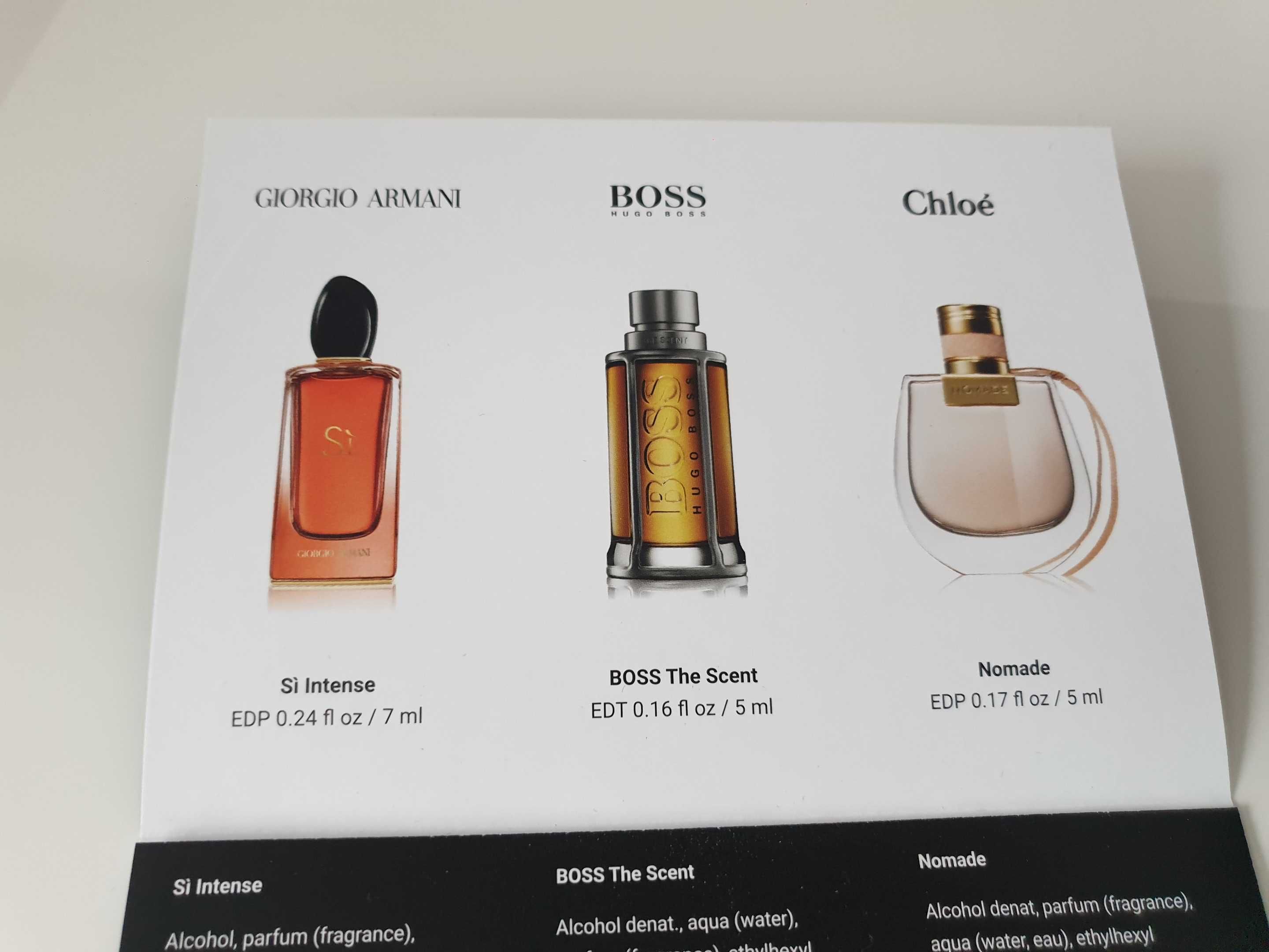 Zestaw perfum miniaturek Armani Si Intense Hugo Boss Chloe