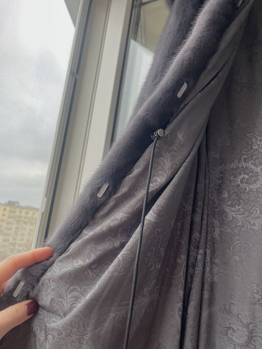 Графит! Греция! Необычная норковая шуба с капюшоном