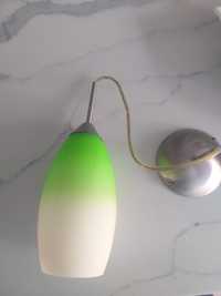 Lampa sufitowa zielono biała 1 zarowka srebro