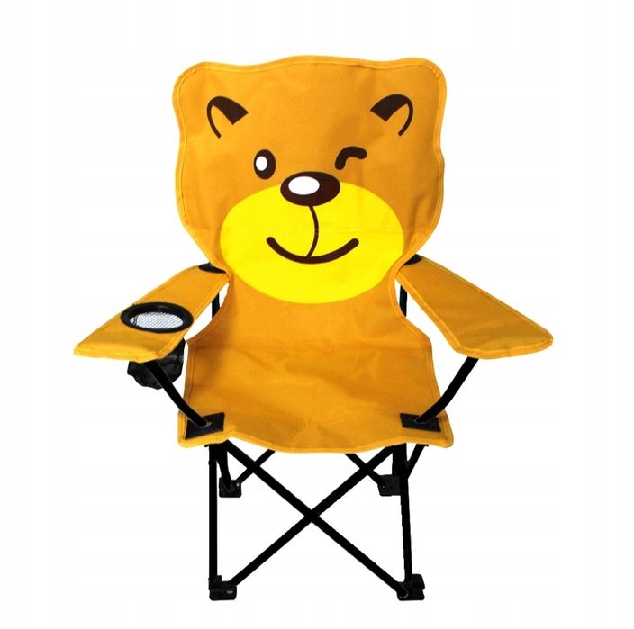 Krzesło turystyczne dziecięce składane miś na plażę kemping ryby