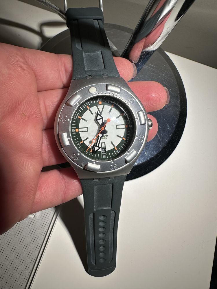 Relógio Swatch Original – Pulseira Borracha Verde Tropa