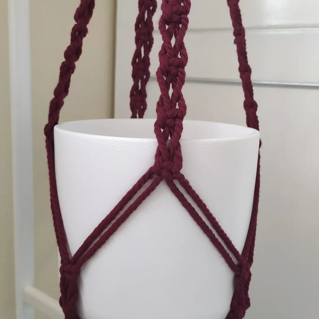 Suporte vasos em macramé