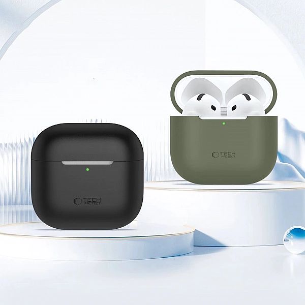 Etui Tech-Protect Silicone na Apple AirPods 4 - oliwkowe