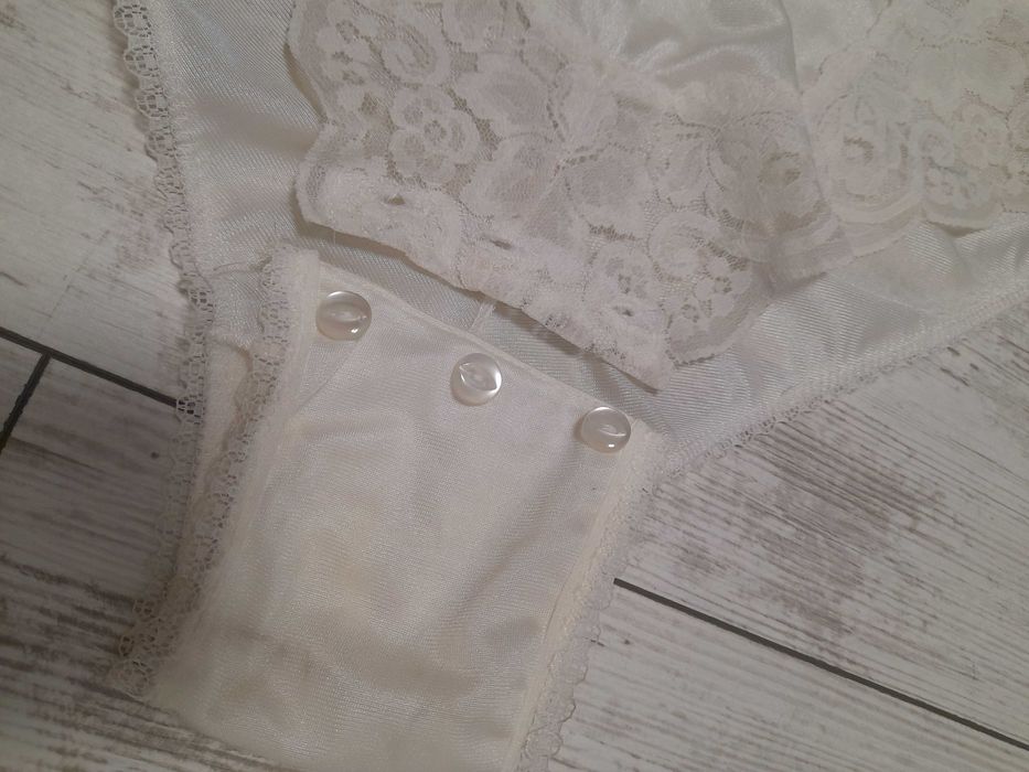 Весільне вінтажне нейлонове біле боді