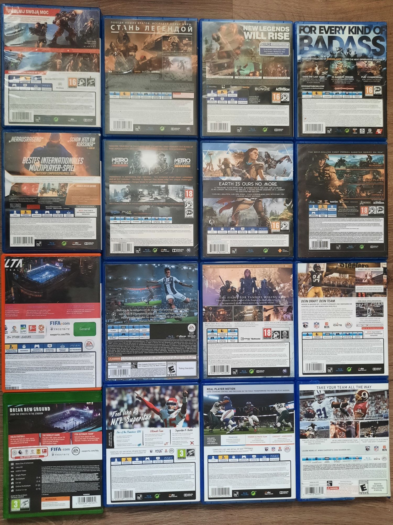 Лот 16 ігор для sony PS4: Horizon, Destiny, Overwatch, CoD, Fifa 19,20