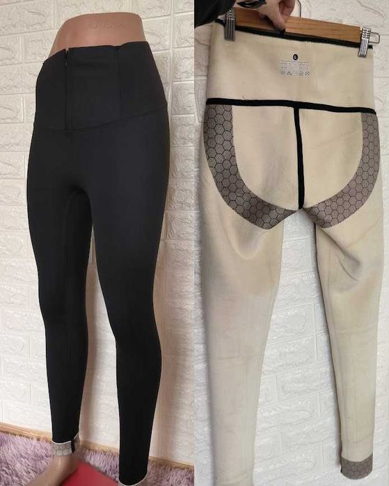 Лосини жіночі утеплені пояс корсет моделюють фігуру еластичні чорні