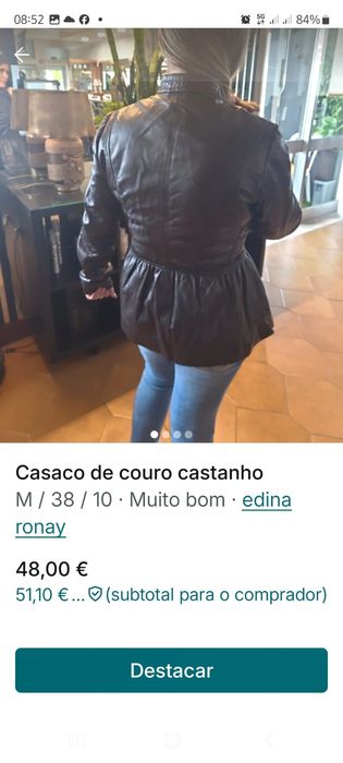 Casaco em couro de senhora.