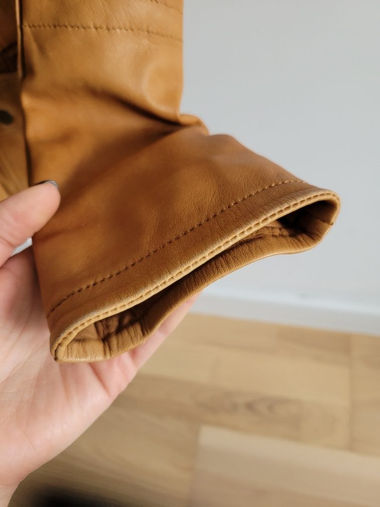 Kurtka skórzana damska Zara M camel