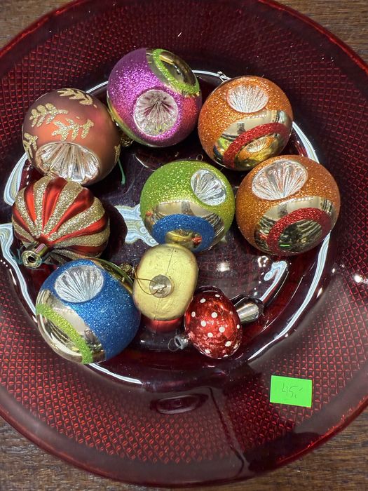 Zestaw 9 sztuk bombki reflektorki szklane kolorowe dekoracja święta