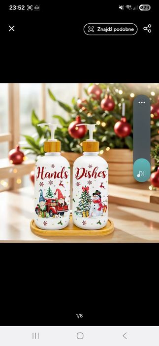 Zestaw 2 Świątecznych Dozowników do Mydła z Gnomami i Tacką