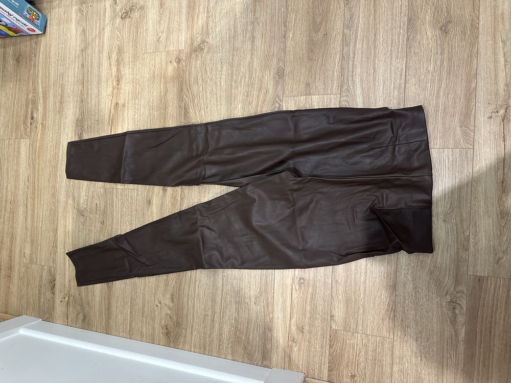 Spodnie skórzane beżowe czekoladowe brazowe