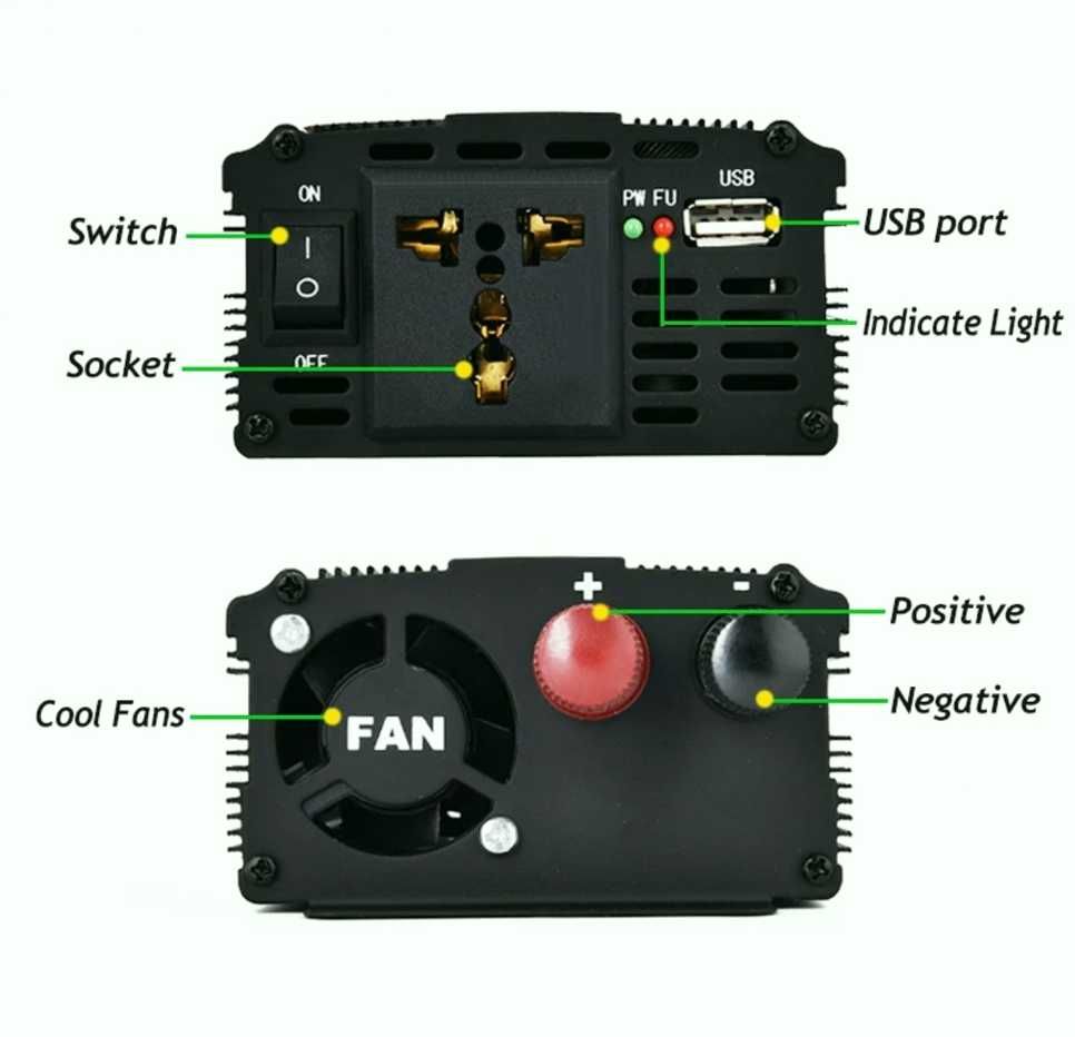 Инвертор преобразователь напряжения 2000W/12V/220V