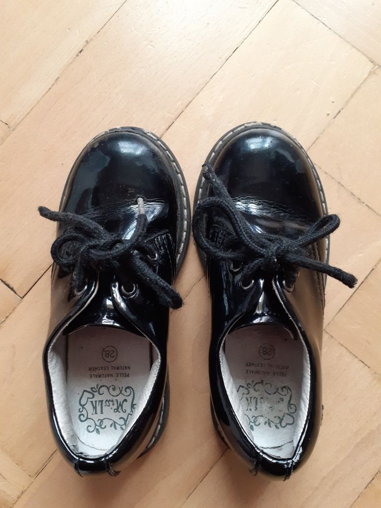 Buty buciki dziewczęce skórzane lakierowane jesienne wiosenne 28