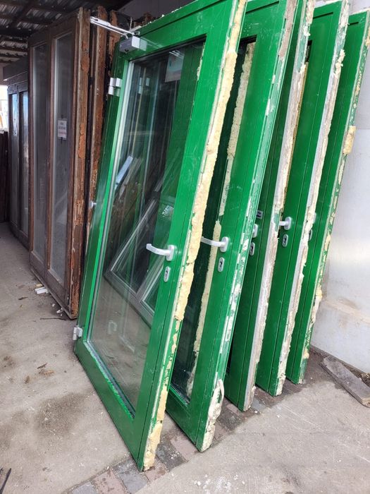 Drzwi 110x212 zielone szyba VSG aluminiowe ciepłe DOWÓZ CAŁY KRAJ