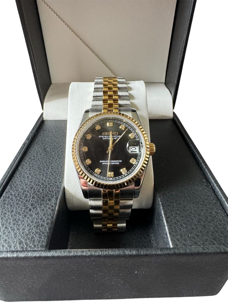 Zegarek seiko oryginalny oyster perpetual datejust złoto czarny nowy