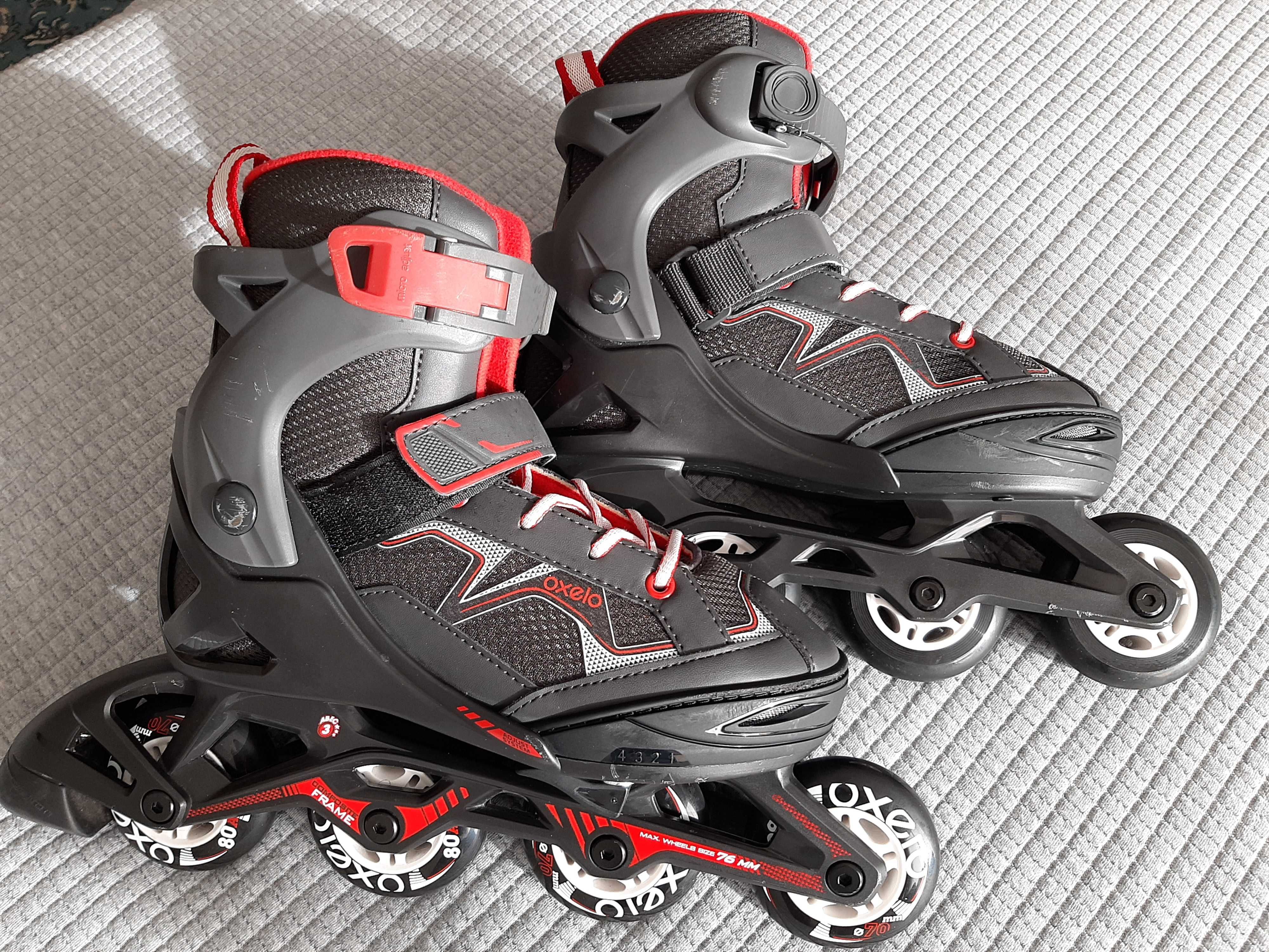 Patins em linha OXELO  (ajustáveis 35-38 ) + Saco + Equip. Proteção