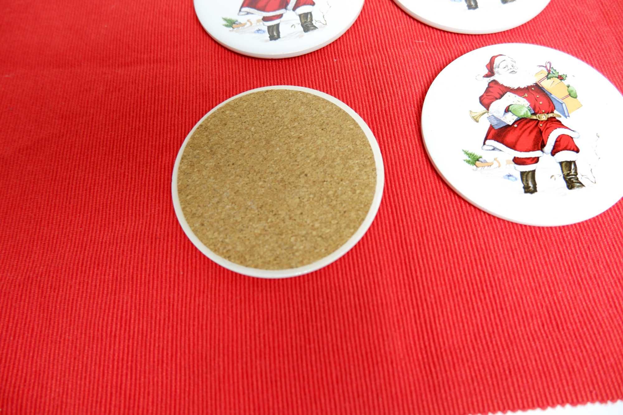 Набор 4 шт Подставки новогодние под чашку керамика декор под горячее