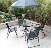 Садовий комплект 6 в 1 для тераси стіл крісла парасолька