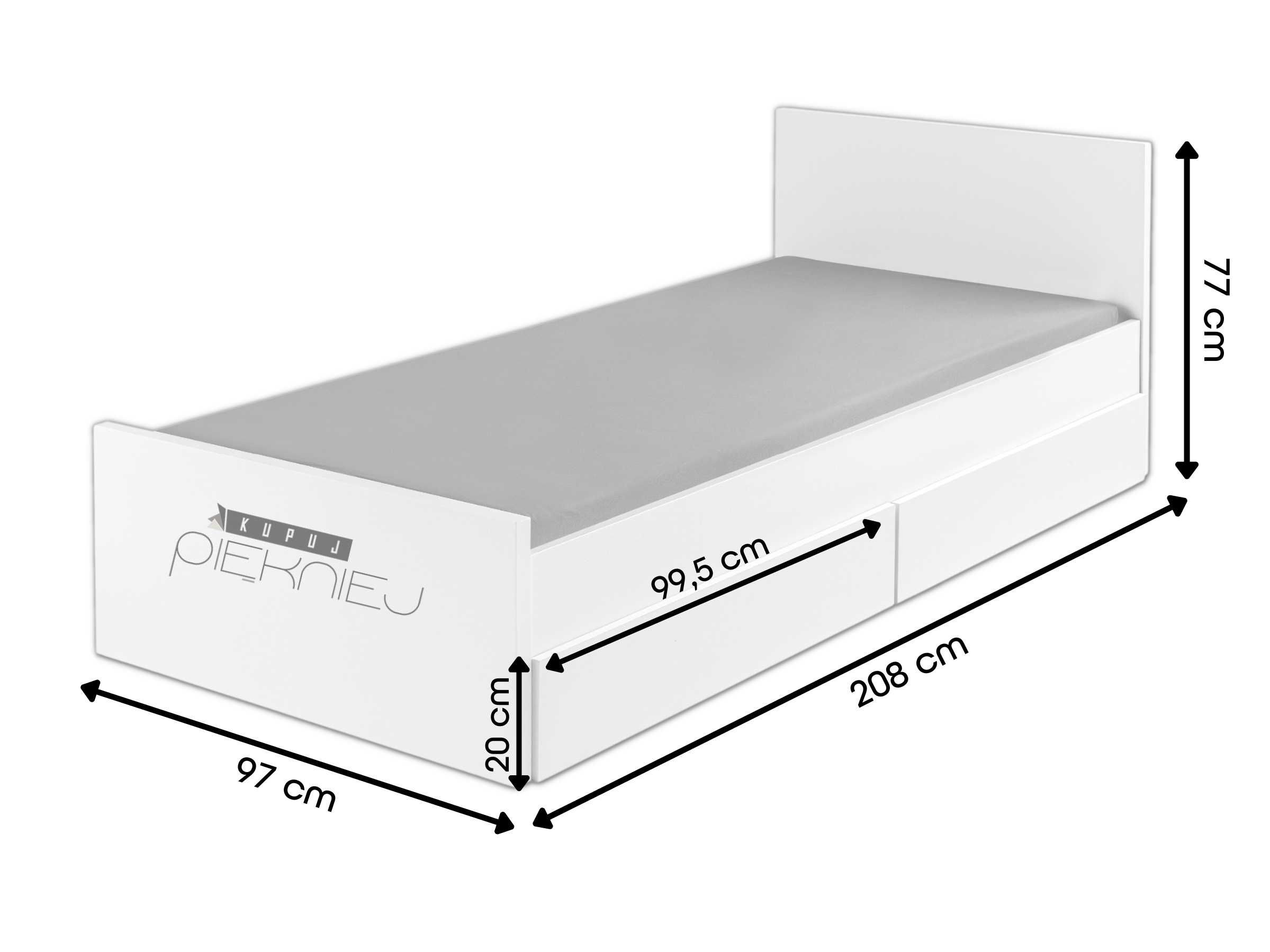 ŁÓŻKO BOFLEX EDGY + SZUFLADY Dąb Craft Złoty (rama) 90x200