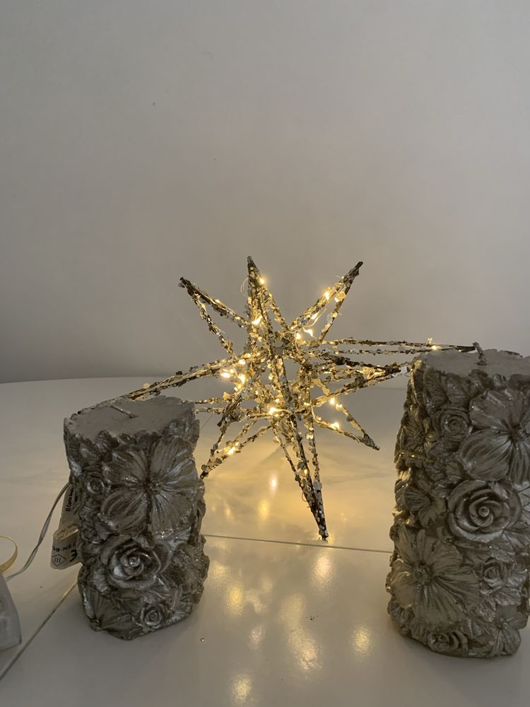 Kit Natalício - Árvore de Natal com Estrela luminosa e centro de mesa
