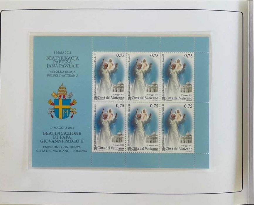 Moeda de 50c e Selo Beatificação de João Paulo II Com a pasta