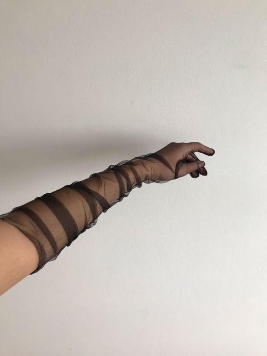 Фатинові рукавички в горошок прозорі перчатки фатиновые вечерние