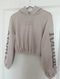 Abercrombie&Fitch hoodie cropped bluza z kapturem beżowa kremowa