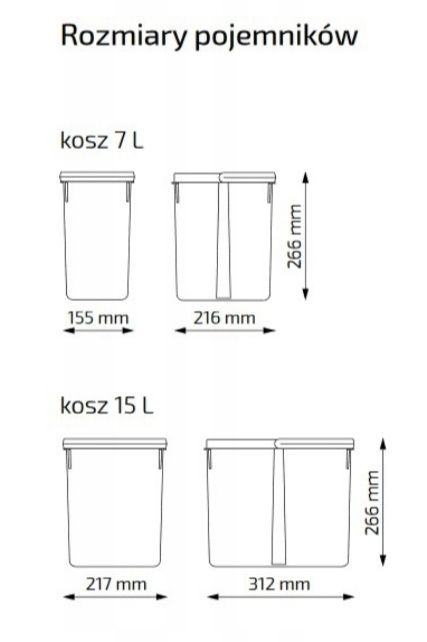 Sortownik na odpady HAFELE UNICO 50 1X15L + 2X7L Nowe