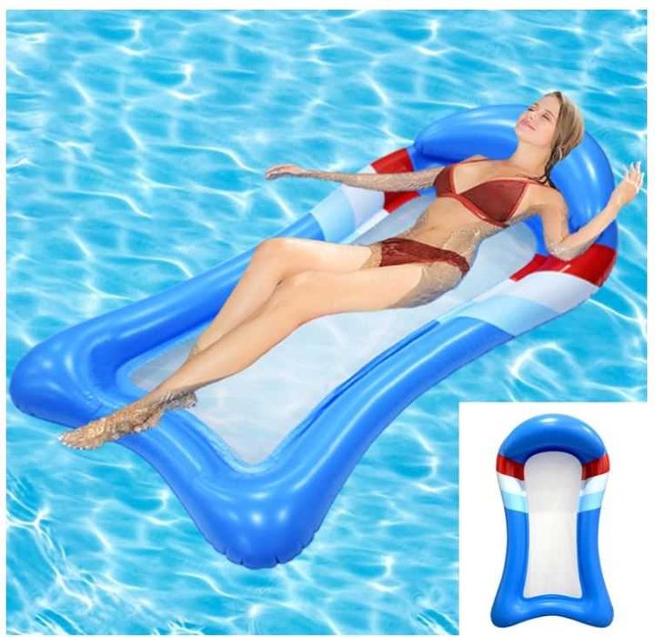 Duży pompowany hamak wodny kolor niebieski