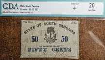 50 cents 1863  CSA - South Carolina  GDA 20