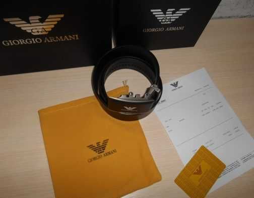 Emporio Armani Męski pasek firmowy, skóra naturalna 215