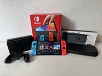 Nintendo Switch OLED (czerwono-niebieski) (stan idealny) - ZESTAW