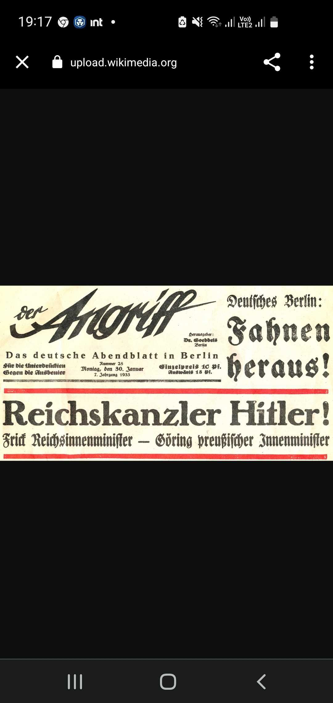 Der Angriff-niemiecka gazeta z 1933 r Hitler został Kanclerzem Rzeszy