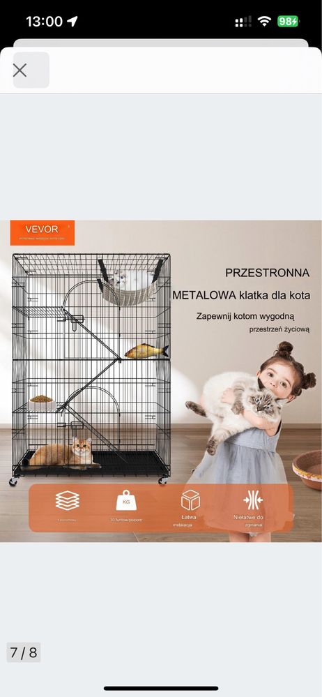 Klatka • Kojec • Porodówka ‼️ dla Kota Fretki Małpki… 92×58×130 W-wa