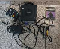 Game cube + comando + cartões de memória