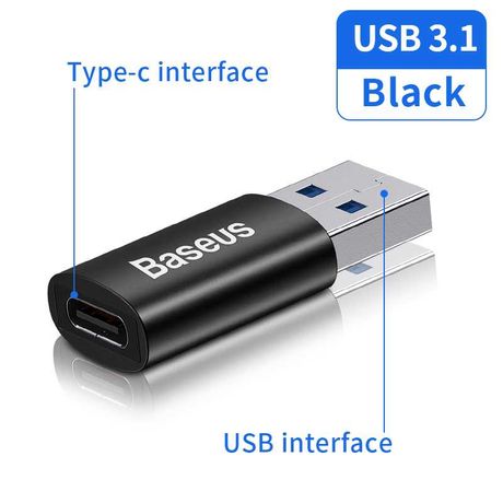 Baseus adapter przejściówka z USB USB-A (3.1) na USB-C typC Nowe BLACK