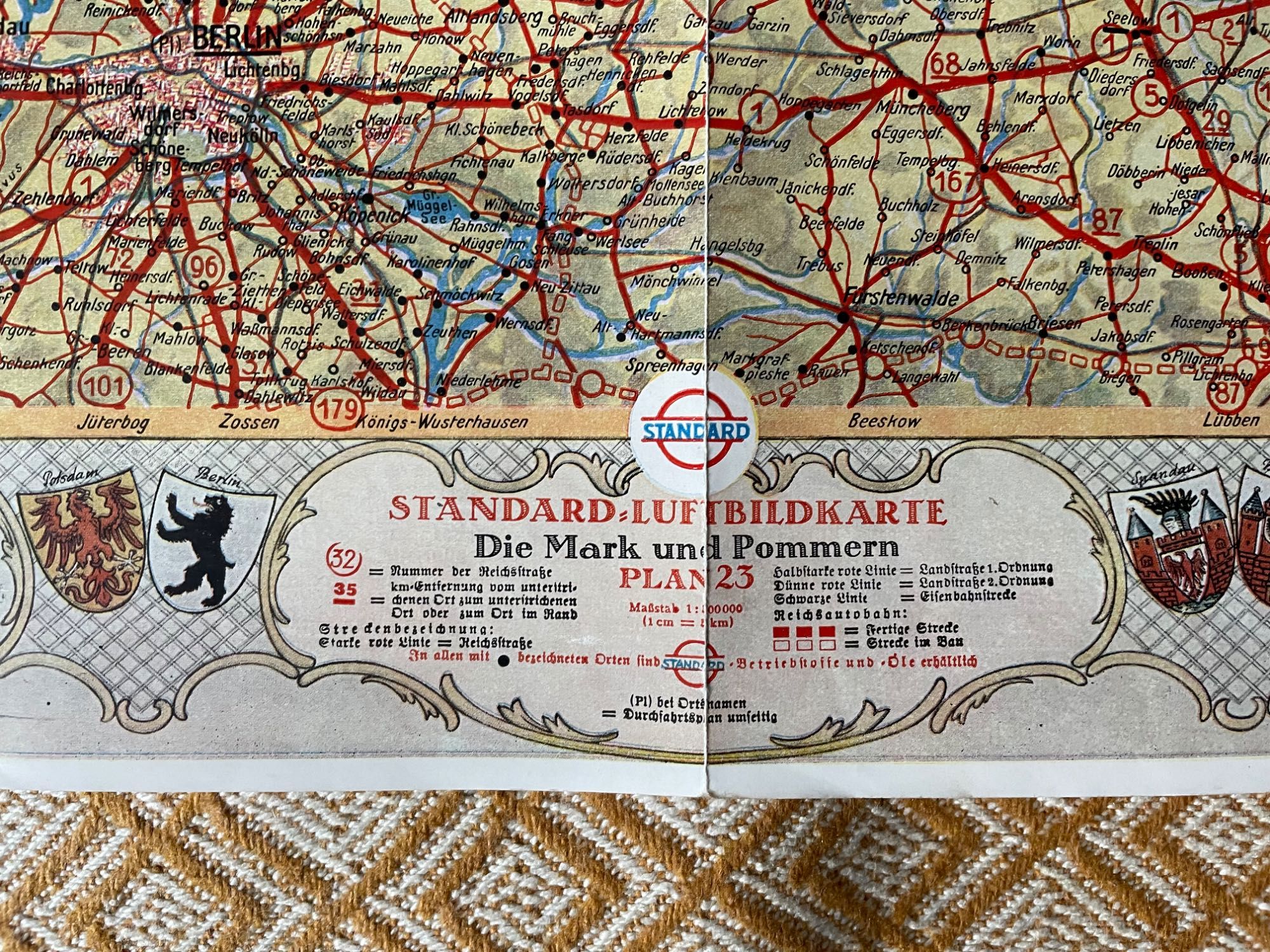 Stara niemiecka mapa turystyczno samochodowa Pomorze