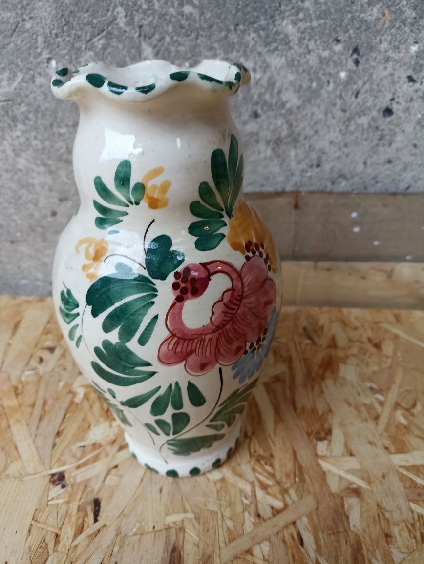 Stary ceramiczny vintage malowany wazon  23 cm