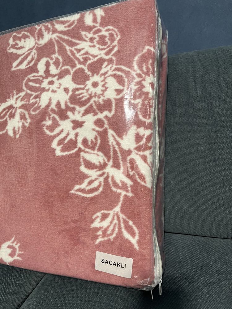 Байковий плед з бахрамою Vefa Cotton Blenket Turkey 150*220 - Rosa