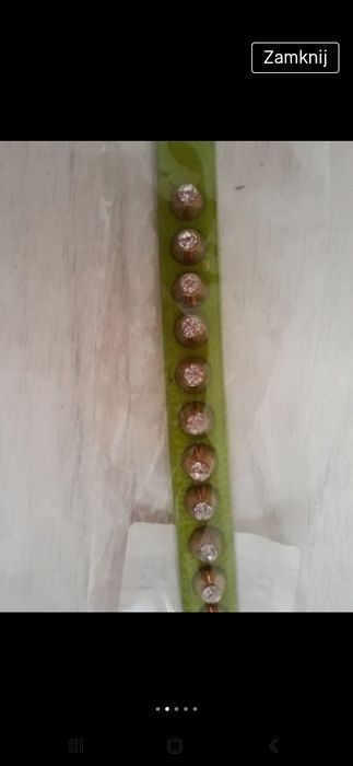 Bransoletka damska zielona skórzana z ćwiekami złote dodatki skóra