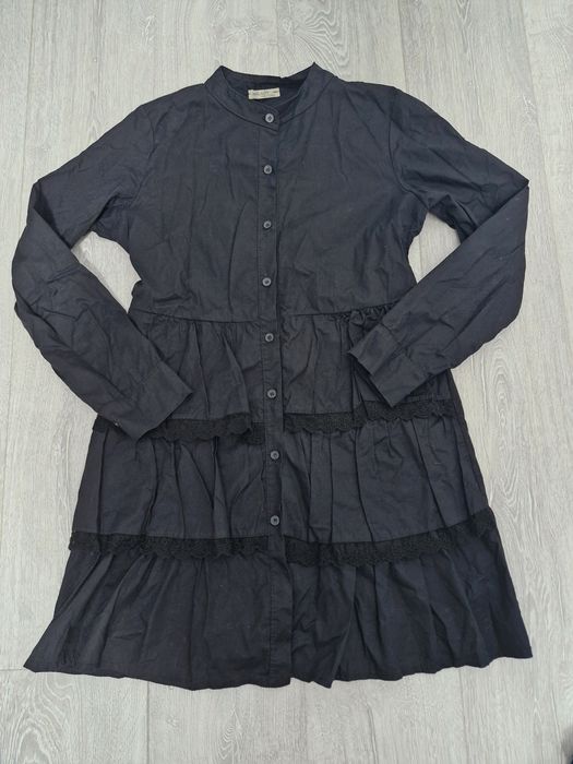 MiLady sukienka koszulowa z falbankami w kolorze czarnym rozmiar S/M