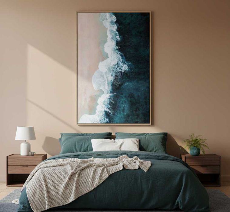 Nowoczesny obraz na płótnie z motywem plaży i fal DUŻY NOWY