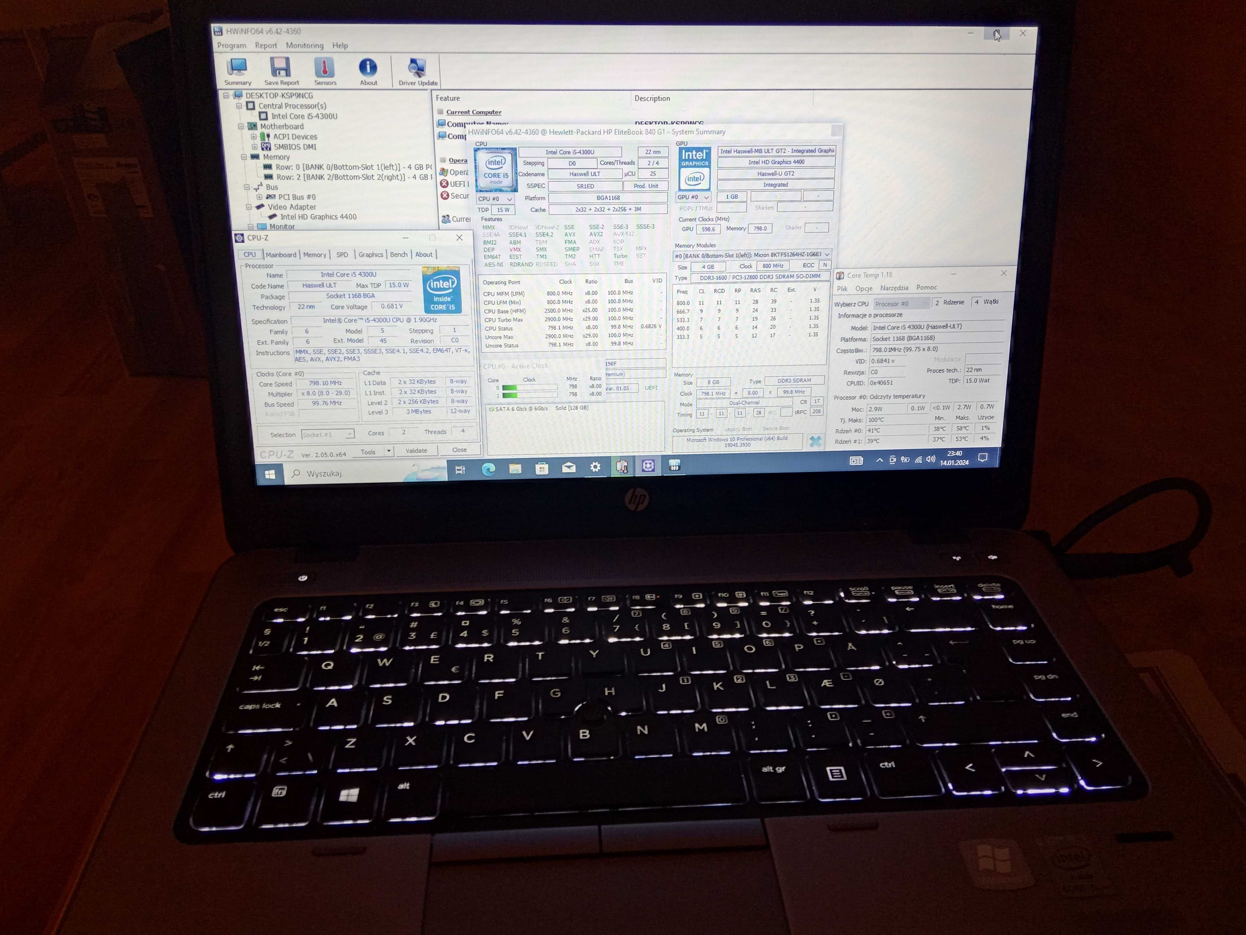 Laptop HP EliteBook 840 i5 8GB SSD bateria 2-3h Win10